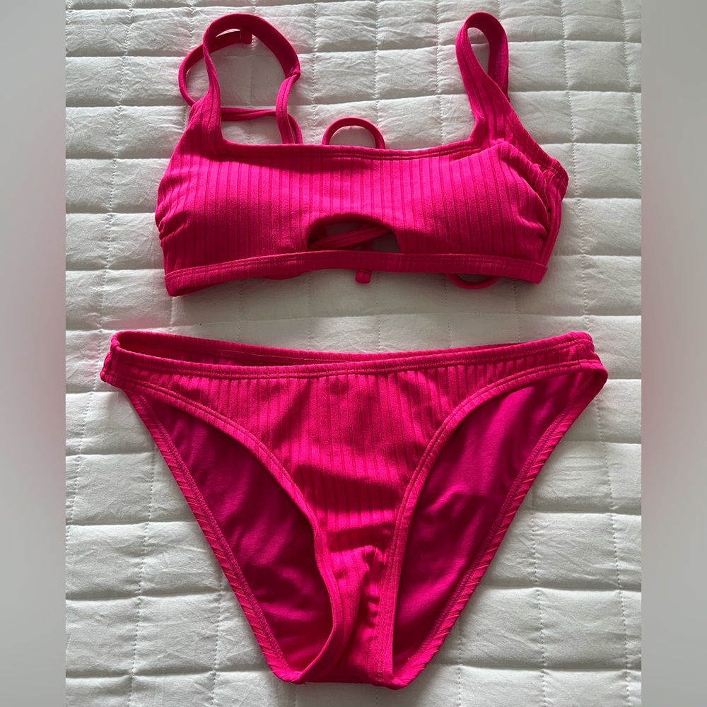 XHILARATION by Target Juniors Bright Pink 2-Piece Bikini Bathing Suit Size Small